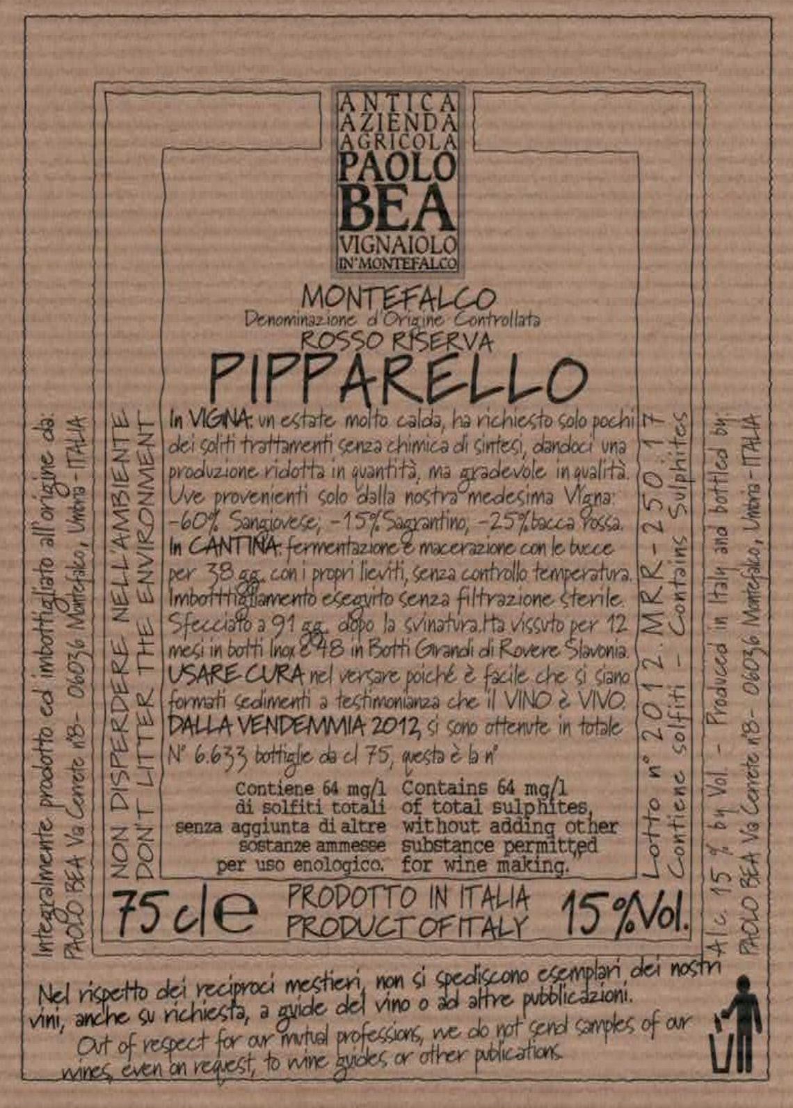 Paolo Bea, ‘Pipparello’ Montefalco Rosso Riserva 2018