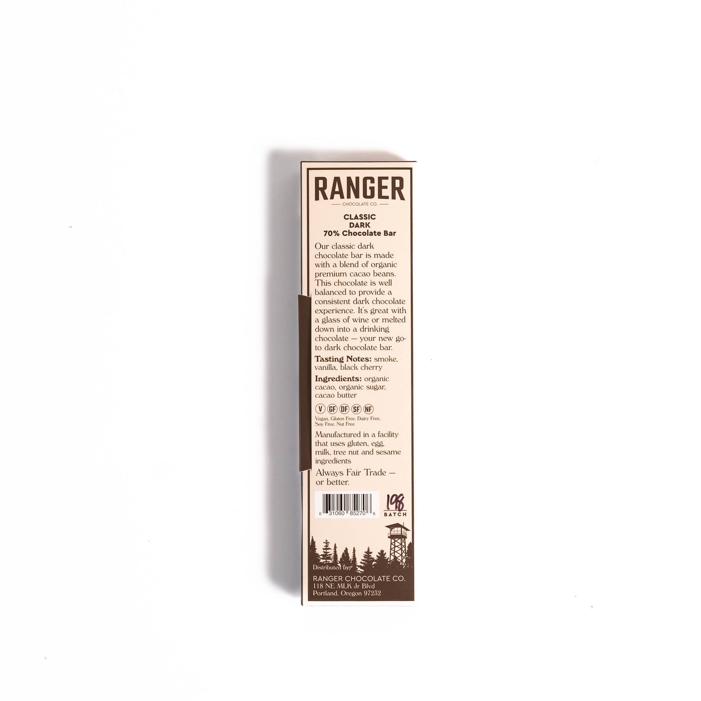 Ranger Chocolate Co., Classic Dark Chocolate Bar, 70% Cacao: 2 1/4 oz.