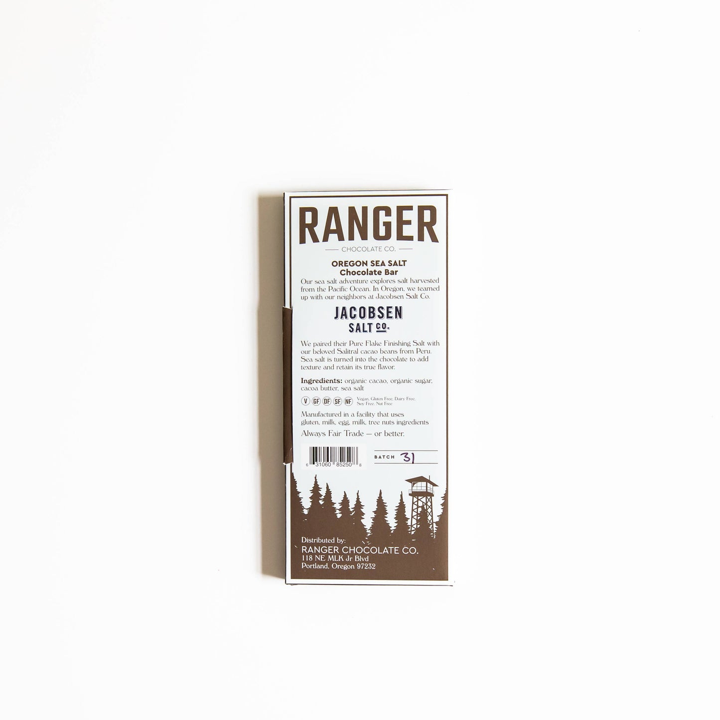 Ranger Chocolate Co., Oregon Sea Salt Chocolate Bar: 1 1/4 oz.